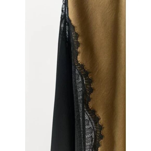 ZARA COMBINATION SATIN LACE DRESS - Picture 7 of 7